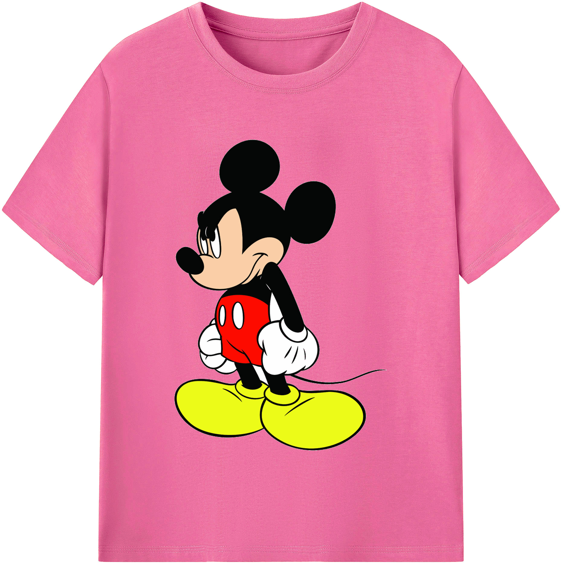 （画像用） ミッキーマウス Mickey Mouse レディースカジュアルプリントTシャツ（綿100％）